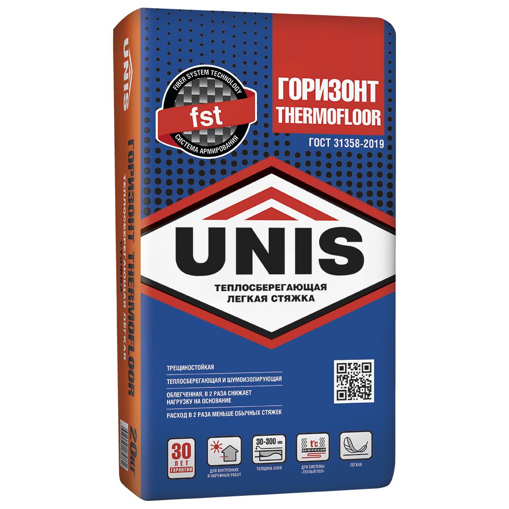Теплосберегающий легкий армированный базовый ровнитель для пола Юнис Горизонт TERMOFLOOR, 20 кг - картинка 2