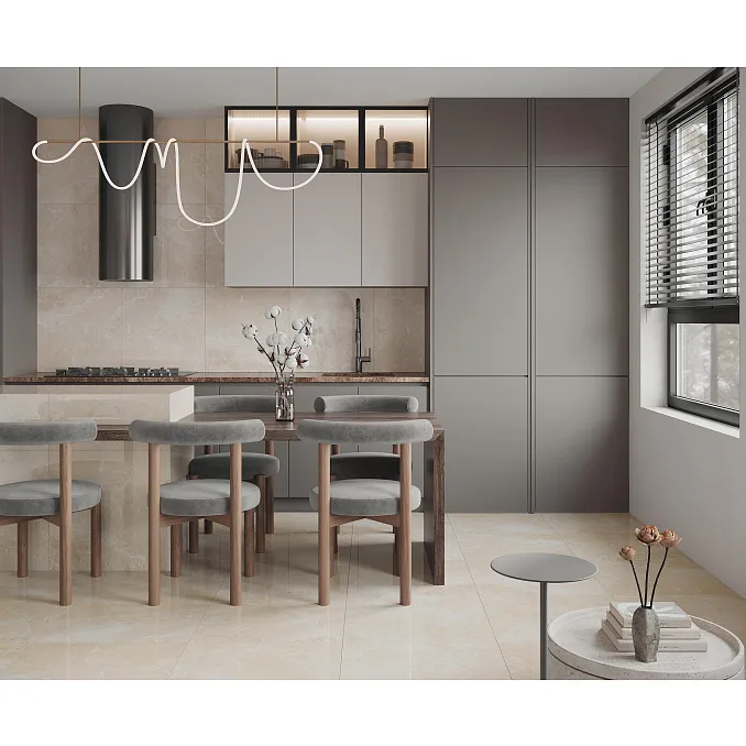 Romano Crema Керамогранит бежевый 60x60 полированный - картинка 2